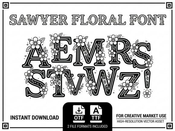 Sawyer Floral Font: Where Bold Structure Meets Delicate Botanical Art